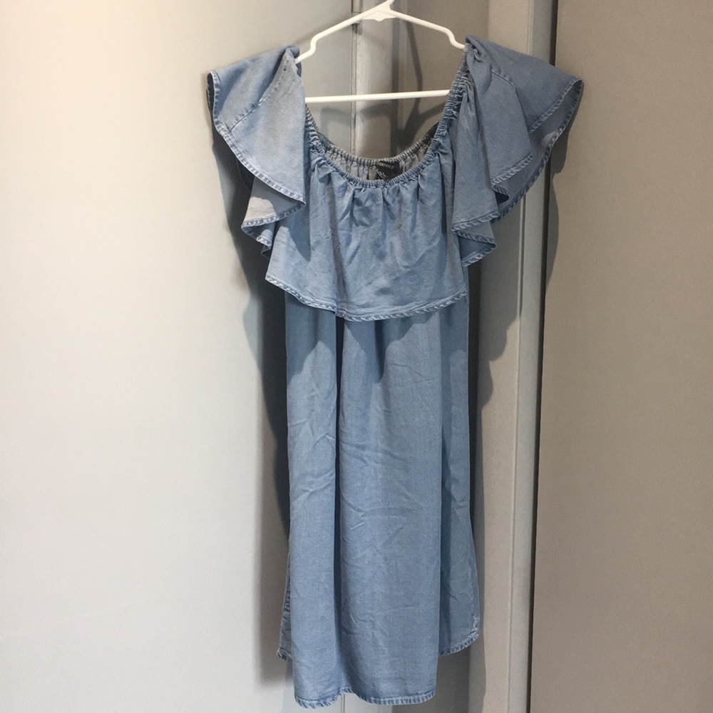 Off the shoulder denim loose dress